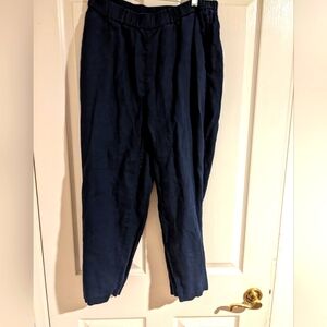 Quince Women's Navy Cropped Linen Pants